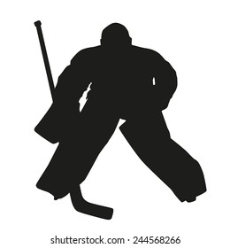 Hockey Goalie. Vector Silhouette