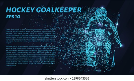 Hockey goalkeeper. Glowing dots to create a form of hockey