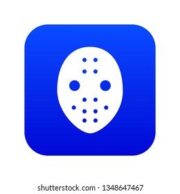 Hockey goalkeeper helmet icon blue vector isolated on white background