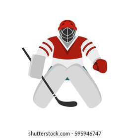 Hockey goalkeeper icon in flat style isolated on white background vector illustration