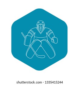 Hockey goalkeeper icon. Outline illustration of hockey goalkeeper vector icon for web