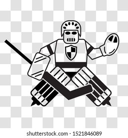 Hockey goalkeeper isolated on a transparent background. Vector illustration