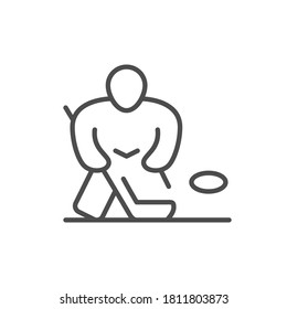 Hockey goalkeeper line outline icon