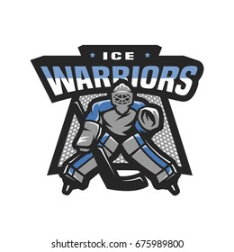 Hockey goalkeeper logo, emblem.