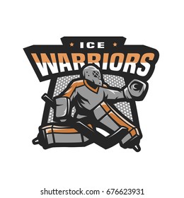 Hockey goalkeeper logo, emblem.