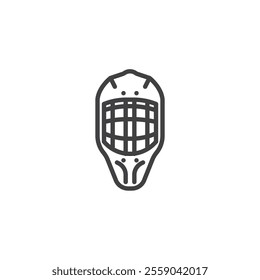 Hockey Goalkeeper Mask line icon. linear style sign for mobile concept and web design. Ice hockey helmet outline vector icon. Symbol, logo illustration. Vector graphics