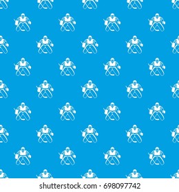 Hockey goalkeeper pattern repeat seamless in blue color for any design. Vector geometric illustration