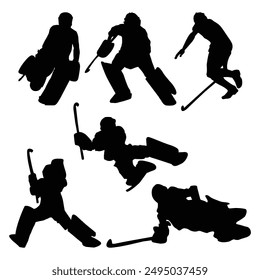 hockey goalkeeper Silhouette Drawing high quality shapes 