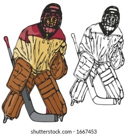 Hockey goalkeeper. Vector illustration