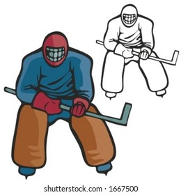 Hockey goalkeeper. Vector illustration