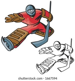 Hockey goalkeeper. Vector illustration