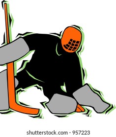 Hockey goalkeeper.Pantone colors.Vector illustration