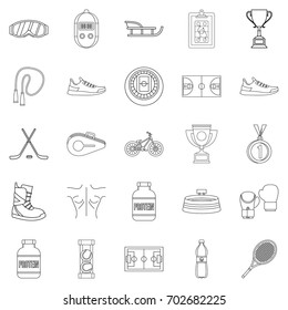 Hockey hall icons set. Outline set of 25 hockey hall vector icons for web isolated on white background