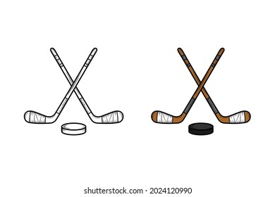 Hockey hand drawn illustration sketch and color