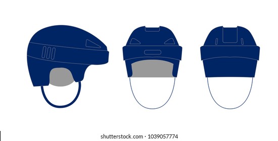 Hockey Helmet Blue Icon. Simple Illustration Of Hockey Helmet Vector Icon For Web - Side Front Back