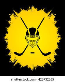 Hockey helmet designed on grunge frame background graphic vector.