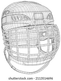 Casco de hockey. Formato EPS10. Vector de marco de cables creado de 3d.