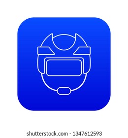Hockey helmet icon blue vector isolated on white background