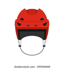 Icono de casco de hockey de estilo plano aislado en ilustración vectorial de fondo blanco