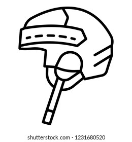 Hockey helmet icon. Outline hockey helmet vector icon for web design isolated on white background