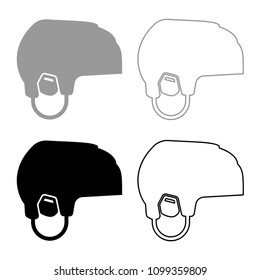 Hockey helmet icon set grey black color outline