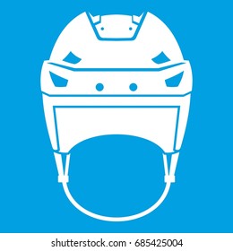 Hockey helmet icon white isolated on blue background vector illustration