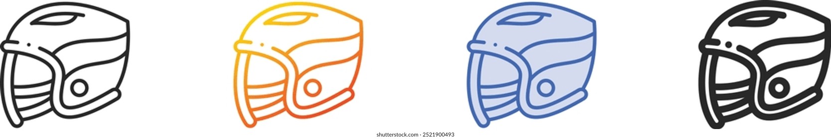 capacete de hóquei icon.Thin Linear, Gradiente, Blue Stroke e negrito Design de estilo isolado no fundo branco