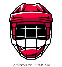 Ilustración del casco de hockey. Elemento o símbolo del club deportivo. Objeto de estilo de vida saludable.