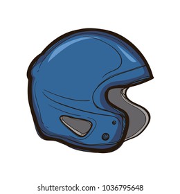 hockey helmet isolated. Hand drawn sport illustration equipment for protection of player