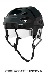 Hockey Helmet Isolated On Black Background. Vector.