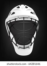 Hockey Helmet Isolated On Black Background. Vector.