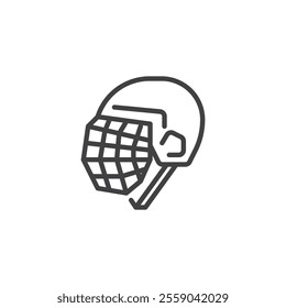 Hockey Helmet line icon. linear style sign for mobile concept and web design. Ice hockey protective headgear outline vector icon. Symbol, logo illustration. Vector graphics