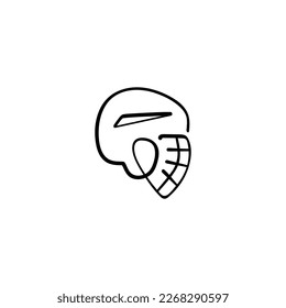 Hockey Helmet Line Style Icon Design