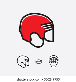 Hockey helmet and mask vector icon