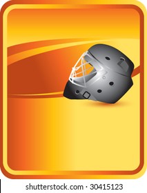 hockey helmet on gold background