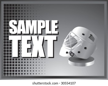 hockey helmet on silver horizontal banner