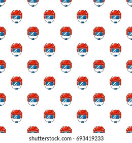 Hockey helmet pattern in cartoon style. Seamless pattern vector illustration