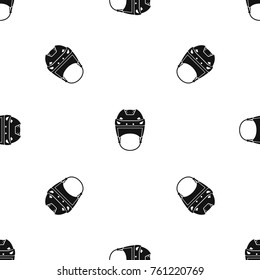 Hockey helmet pattern repeat seamless in black color for any design. Vector geometric illustration