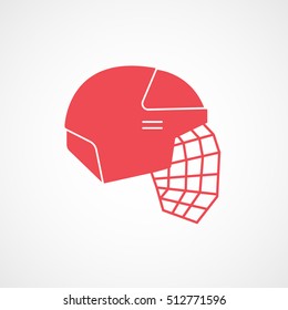 Hockey Helmet Red Flat Icon On White Background