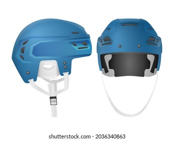 Hockey helmet set on a white background. Vector illustration.