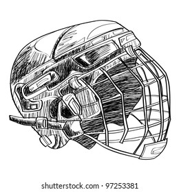 Hockey helmet sketch cartoon vector illustration