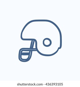 Hockey helmet vector sketch icon isolated on background. Hand drawn Hockey helmet icon. Hockey helmet sketch icon for infographic, website or app.
