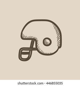 Hockey helmet vector sketch icon isolated on background. Hand drawn Hockey helmet icon. Hockey helmet sketch icon for infographic, website or app.