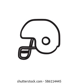 Hockey helmet vector sketch icon isolated on background. Hand drawn Hockey helmet icon. Hockey helmet sketch icon for infographic, website or app.