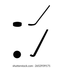 Hóquei e hóquei no gelo desenho silhueta preta com fundo branco