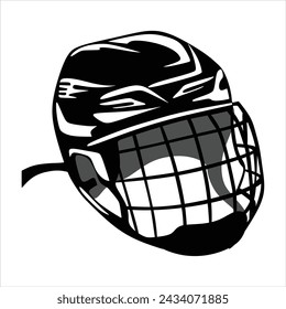 casco de hielo de hockey en línea de arte blanco y negro para ilustración