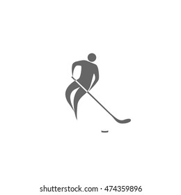 Hockey. Ice hockey player plays hockey. Minimalism. Sport icon Vector