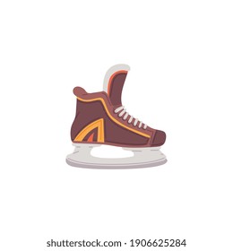 Hockey or ice racing skates with steel blade icon, flat cartoon vector illustration isolated on white background. Winter sports and leisure activity sign or symbol.