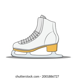 Hockey or ice racing skates with steel blade icon, flat cartoon vector illustration isolated on white background. Winter sports and leisure activity sign or symbol.