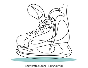 Hockey ice skate icon. Flat illustration of hockey ice skate vector icon for web design.continuous one line drawing 